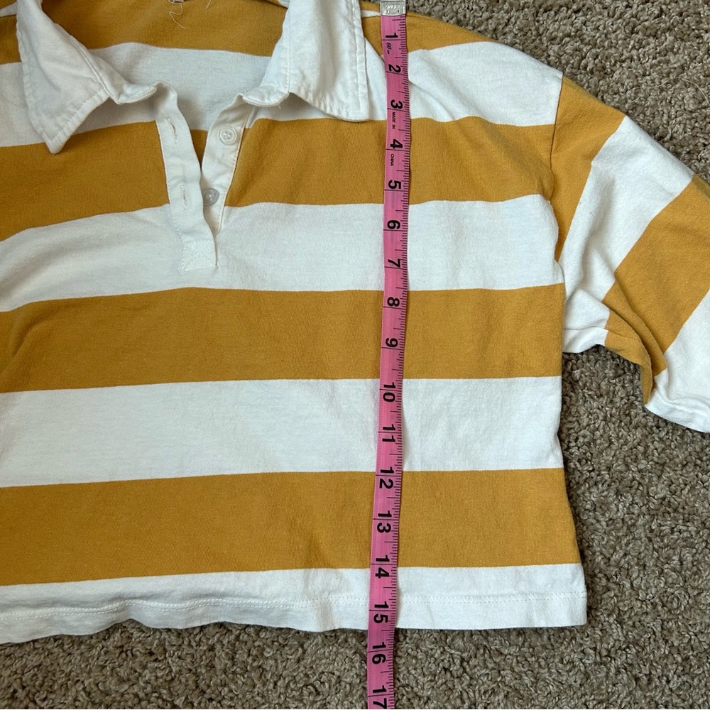W Yellow & White Love On A Hanger Striped Cropped Long Sleeve Size M |A36 - Picture 7 of 9